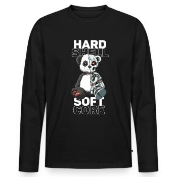 Mignon panda ours robot cybernétique - T-shirt manches longues Premium bio Homme - noir - Devant - Nico (187cm)