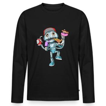 Anniversaire des enfants drôle de robots malsains - T-shirt manches longues Premium bio Homme - noir - Devant - Nico (187cm)