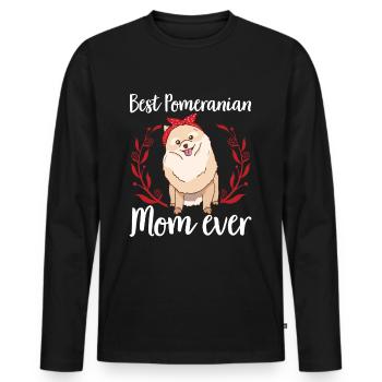 Nain Pomeranian maman propriétaire de chien cadeau - T-shirt manches longues Premium bio Homme - noir - Devant - Nico (187cm)