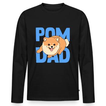Nain Pomeranian Pom Maîtres Père Cadeau - T-shirt manches longues Premium bio Homme - noir - Devant - Nico (187cm)