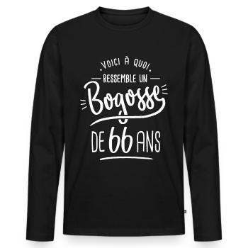 bogosse 66 ans cadeau humour anniversaire 66 ans - T-shirt manches longues Premium bio Homme - noir - Devant - Nico (187cm)