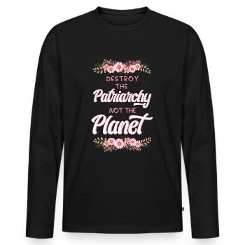 Destroy The Patriarchy, Not The Planet Earth - Men's Premium Organic Long Sleeve Shirt - black - Front - Nico (187cm)