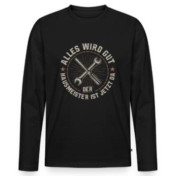 Cadeau de gardien de concierge - T-shirt manches longues Premium bio Homme - noir - Devant - Nico (187cm)