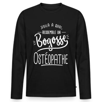 bogosse Ostéopathe cadeau humour Ostéopathie ostéo - T-shirt manches longues Premium bio Homme - noir - Devant - Nico (187cm)