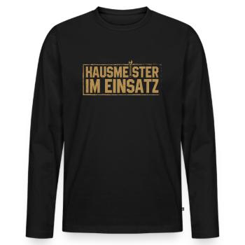 Hausmeister Facility Manager Hauswart Geschenk - Männer Premium Bio Langarmshirt - Schwarz - Vorne - Nico (187cm)