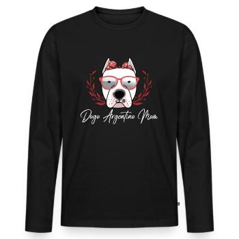 Grand Danois Argentin Maman Dogo Argentino Cadeau - T-shirt manches longues Premium bio Homme - noir - Devant - Nico (187cm)