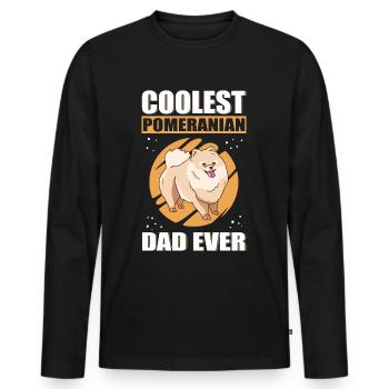 Zwergspitz Poméranie Papa Propriétaire de Chien Cadeau - T-shirt manches longues Premium bio Homme - noir - Devant - Nico (187cm)