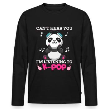 Kpop Kawaii Panda Bär I'm Listening To K-pop Music - Männer Premium Bio Langarmshirt - Schwarz - Vorne - Nico (187cm)