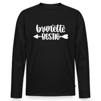 Brunette Bestie Team Heart Love Friendship - Men's Premium Organic Long Sleeve Shirt - black - Front - Nico (187cm)