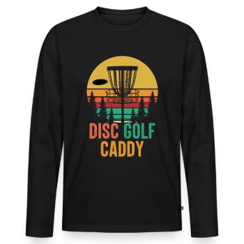 Disc Golf Caddy Golfing Lover Golfeur Rétro Vintage - T-shirt manches longues Premium bio Homme - noir - Devant - Nico (187cm)