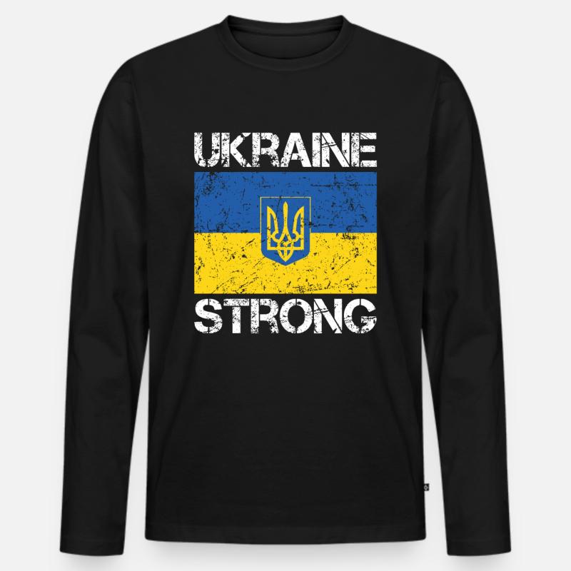 Ukraine stark - Männer Premium Bio Langarmshirt - Schwarz