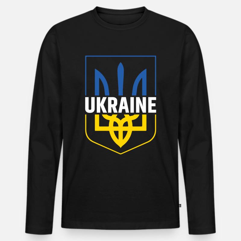 Ukraine - Männer Premium Bio Langarmshirt - Schwarz