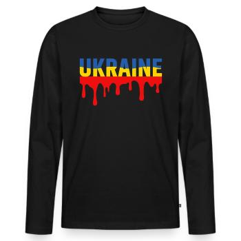 Ukraine - T-shirt manches longues Premium bio Homme - noir - Devant - Nico (187cm)