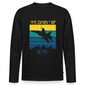 Der Geist von Kiew - Männer Premium Bio Langarmshirt - Schwarz - Vorne - Nico (187cm)
