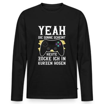 Yeah Die Sonne Scheint Zockershirt Gamer Nerd Geek - Männer Premium Bio Langarmshirt - Schwarz - Vorne - Nico (187cm)