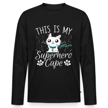 Ovarian Cancer Cat This is My Superhero Umhan - Men's Premium Organic Long Sleeve Shirt - black - Front - Nico (187cm)