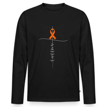 Leukemia Cancer Awareness Warrior Gift - Men's Premium Organic Long Sleeve Shirt - black - Front - Nico (187cm)
