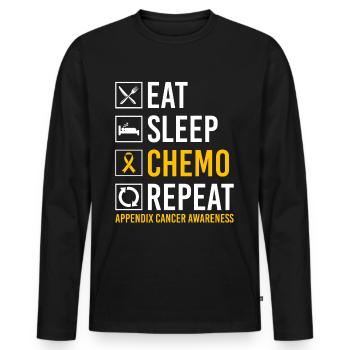 Appendix Cancer Eating Sleep Chemo Repeat Gesc - Men's Premium Organic Long Sleeve Shirt - black - Front - Nico (187cm)