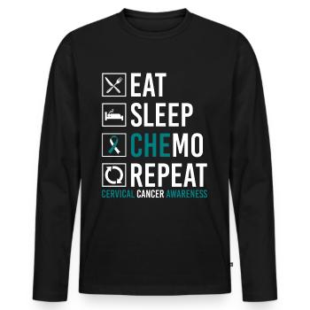 Cervical Cancer Eating Sleep Chemo Wiederho - Men's Premium Organic Long Sleeve Shirt - black - Front - Nico (187cm)