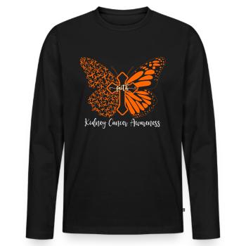 Nierenkrebs Glaube Schmetterling Kreuz Geschenk - Männer Premium Bio Langarmshirt - Schwarz - Vorne - Nico (187cm)