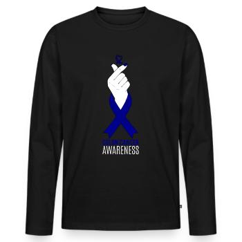 Colon Cancer Awareness Kpop Finger Herz Geschenk - Männer Premium Bio Langarmshirt - Schwarz - Vorne - Nico (187cm)