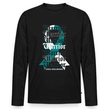 Cervical Cancer Consciousness Warrior Gift - Men's Premium Organic Long Sleeve Shirt - black - Front - Nico (187cm)