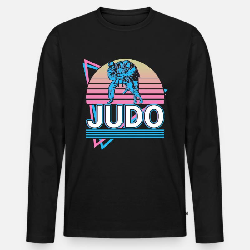Judo Retro Geschenk - Männer Premium Bio Langarmshirt - Schwarz