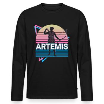 Artemis Greek Goddess of Hunting and the Moon - Men's Premium Organic Long Sleeve Shirt - black - Front - Nico (187cm)