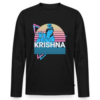 Krishna Dieu hindou Ancienne mythologie hindoue Geschen - T-shirt manches longues Premium bio Homme - noir - Devant - Nico (187cm)
