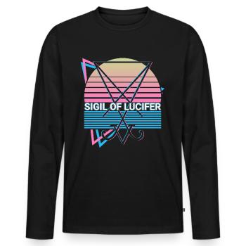 Sceau de Lucifer Magie Occulte Symbo Satanique - T-shirt manches longues Premium bio Homme - noir - Devant - Nico (187cm)