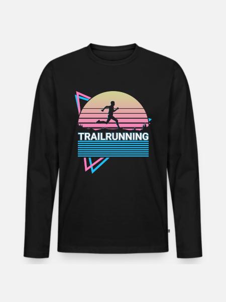 Trail Running Trail Runner Retro - Men's Premium Organic Long Sleeve Shirt - black