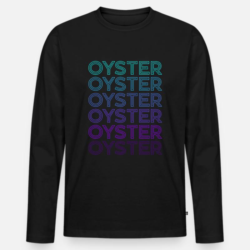 Auster Retro - Männer Premium Bio Langarmshirt - Schwarz