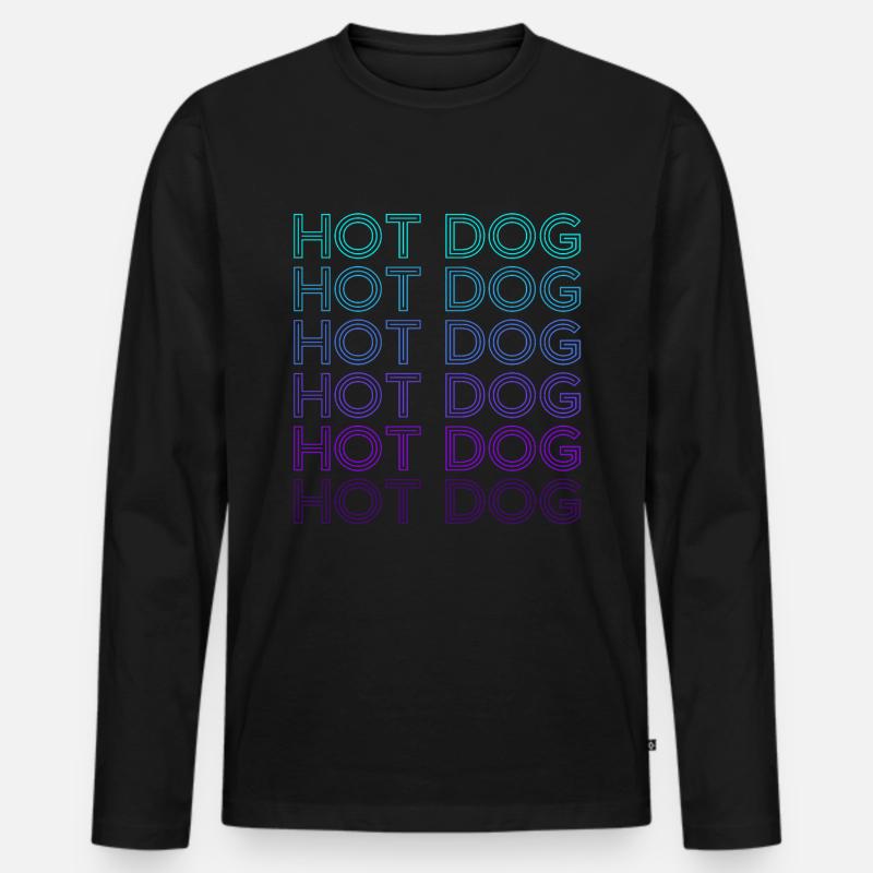 Hot Dog Retro - Männer Premium Bio Langarmshirt - Schwarz