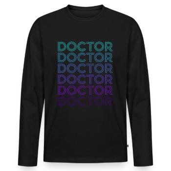 Doktor Retro - Männer Premium Bio Langarmshirt - Schwarz - Vorne - Nico (187cm)