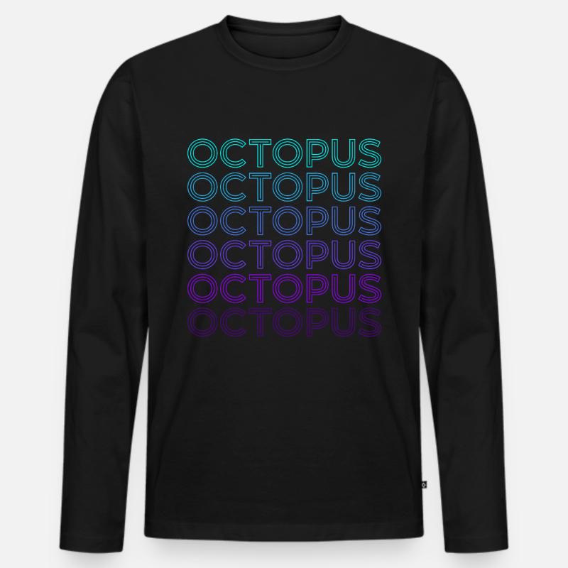 Oktopus Krake Retro - Männer Premium Bio Langarmshirt - Schwarz