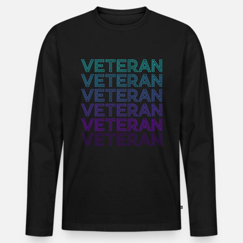 Veteranen-Retro - Männer Premium Bio Langarmshirt - Schwarz