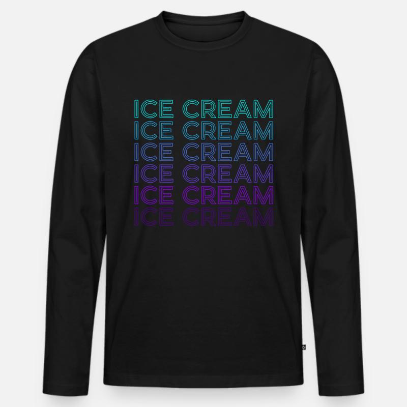 Eiscreme-Tüte Retro - Männer Premium Bio Langarmshirt - Schwarz