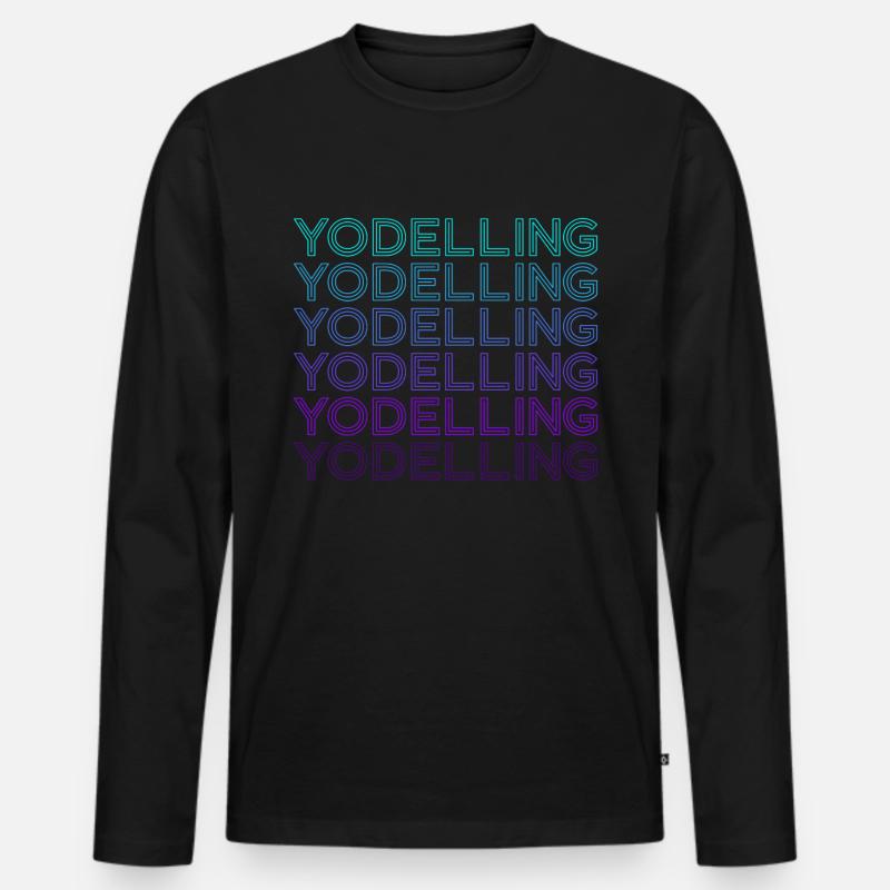 Jodel-Retro - Männer Premium Bio Langarmshirt - Schwarz