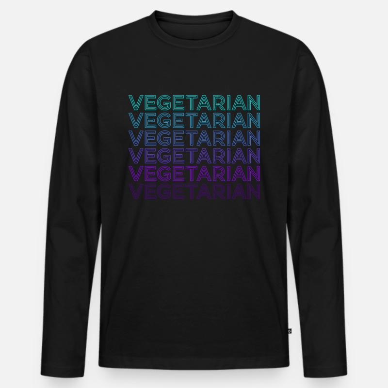 Vegetarisch Retro - Männer Premium Bio Langarmshirt - Schwarz