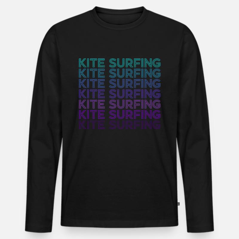 Kitesurfen Retro - Männer Premium Bio Langarmshirt - Schwarz