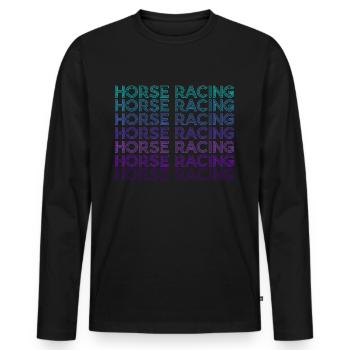 Courses de chevaux Rétro - T-shirt manches longues Premium bio Homme - noir - Devant - Nico (187cm)