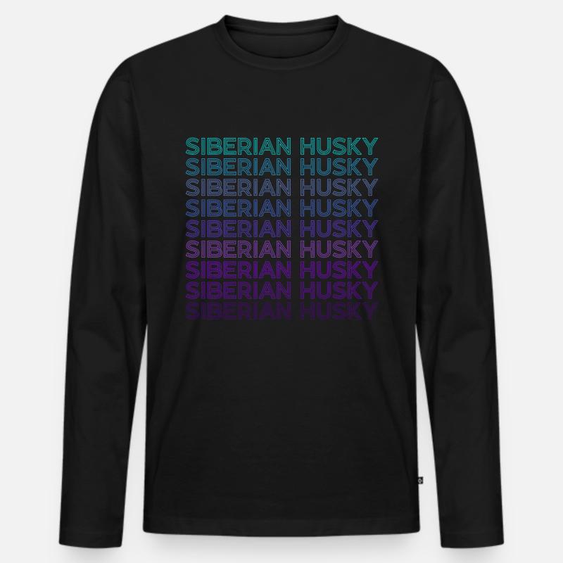 Siberian Husky Retro - Männer Premium Bio Langarmshirt - Schwarz