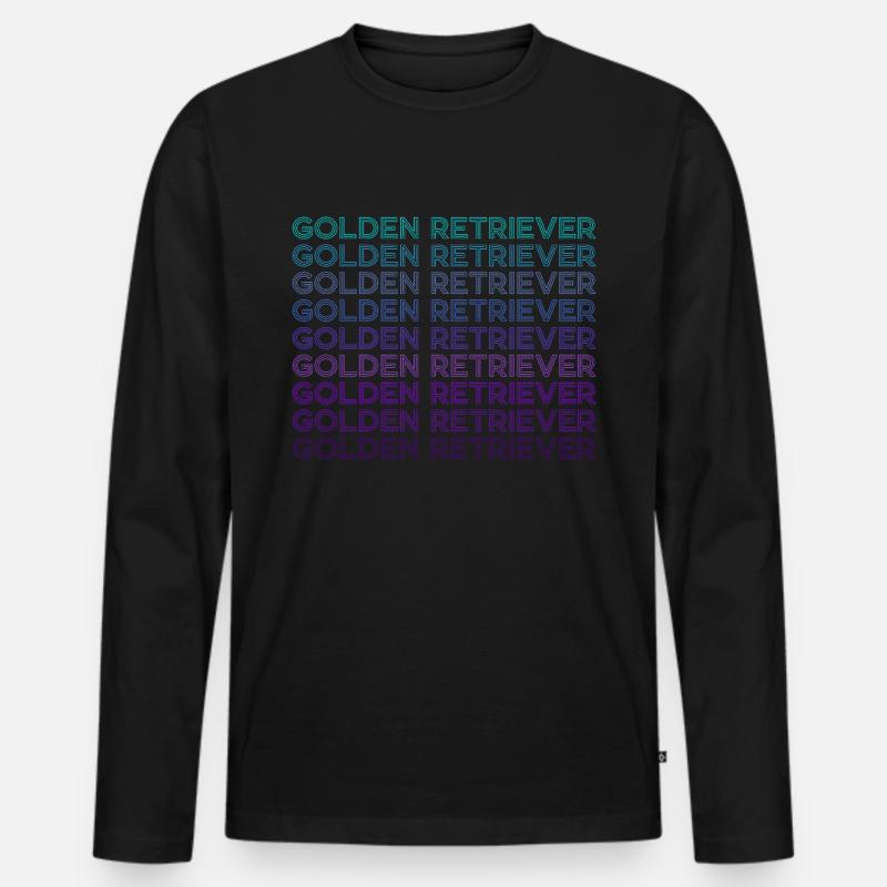 Golden Retriever Retro - Männer Premium Bio Langarmshirt - Schwarz