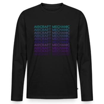 Fluggerätmechaniker Luftfahrt Retro - Männer Premium Bio Langarmshirt - Schwarz - Vorne - Nico (187cm)