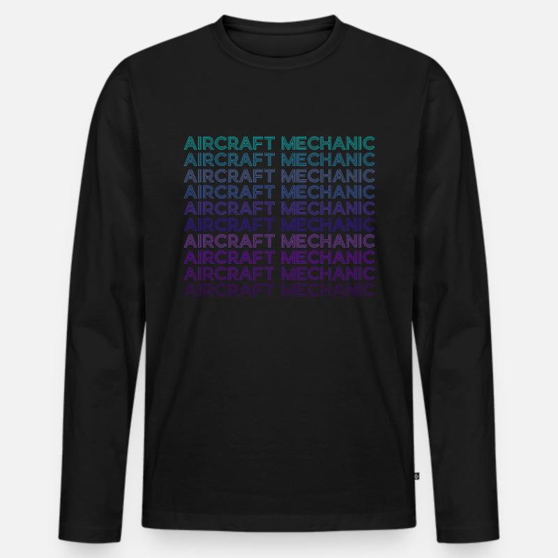 Fluggerätmechaniker Luftfahrt Retro - Männer Premium Bio Langarmshirt - Schwarz