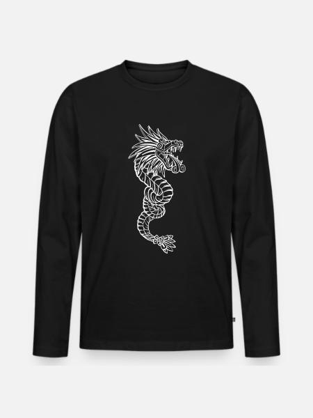 Quetzalcoatl Aztec Maya Feathered Snake - Men's Premium Organic Long Sleeve Shirt - black
