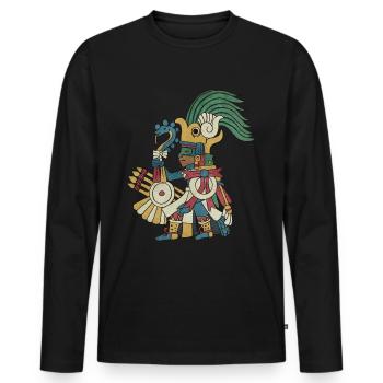 Huitzilopochtli Aztèque Dieu Aztèque Mythologie Maya - T-shirt manches longues Premium bio Homme - noir - Devant - Nico (187cm)