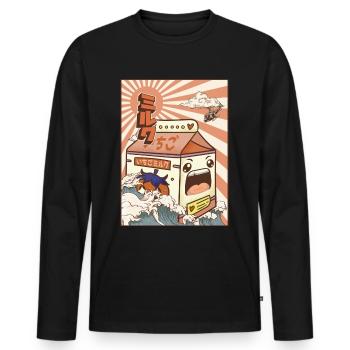 Kaiju Erdbeer-Milchkarton Japanisches Monster Gesc - Männer Premium Bio Langarmshirt - Schwarz - Vorne - Nico (187cm)