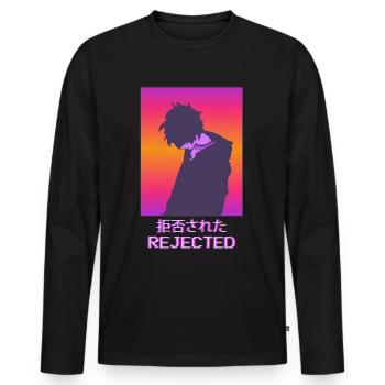 Sad Anime Boy Vaporwave Aesthetic Rejected - Men's Premium Organic Long Sleeve Shirt - black - Front - Nico (187cm)