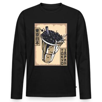 Boba Tea Bubble Tea Tokyo Japan Poster Geschenk - Männer Premium Bio Langarmshirt - Schwarz - Vorne - Nico (187cm)